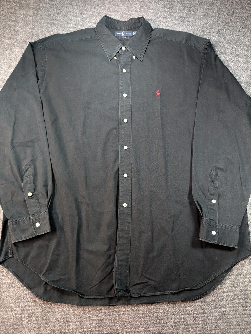 Vintage Ralph Lauren Mens XXL Black Blake Button Up Shirt Red Pony Preppy